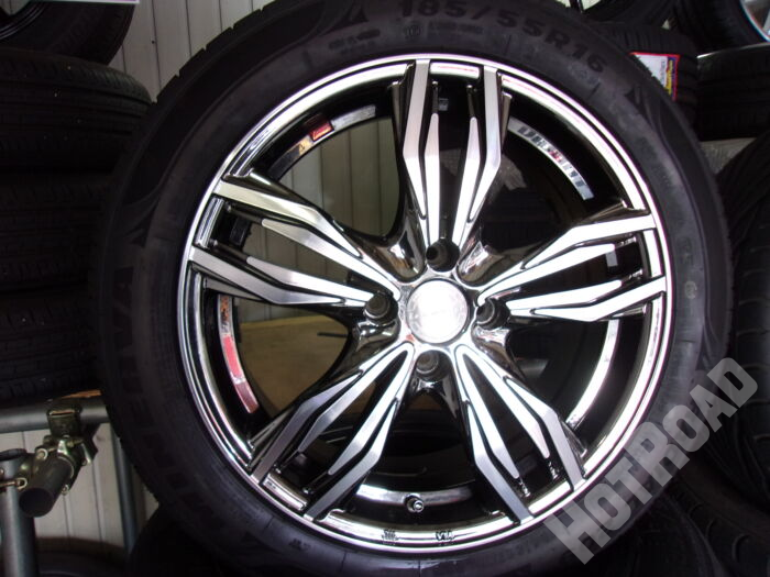 【中古ホイール + 新品タイヤセット】Lehr meister　16インチ 4H100　ミネルバ　185/55R16　アルミセット4本