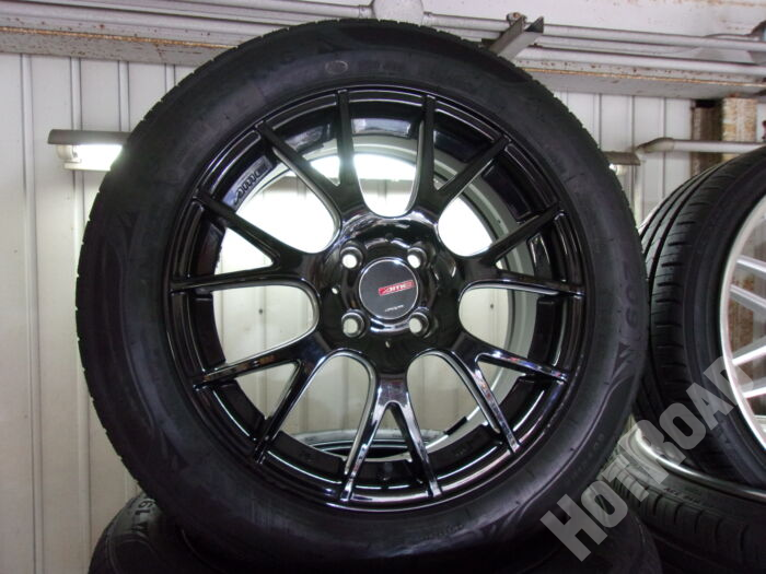 【中古ホイール + 新品タイヤセット】AME　16インチ 4H100　ミネルバ　195/55R16　アルミセット4本