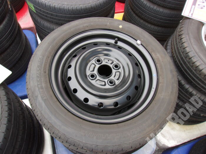 【中古ホイールタイヤセット】スズキ スペーシア　14インチ 4H100　ブリヂストン　155/65R14　アルミセット4本