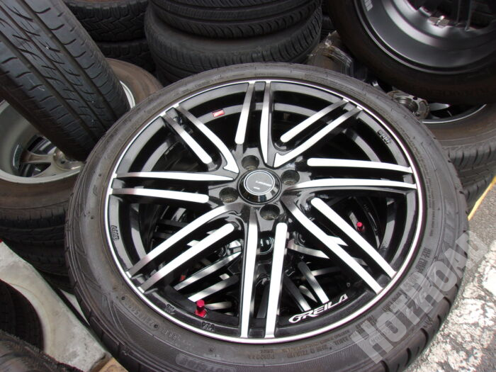 【中古ホイールタイヤセット】LEONIS　17インチ 4H100　ファルケン　205/45R17　アルミセット4本