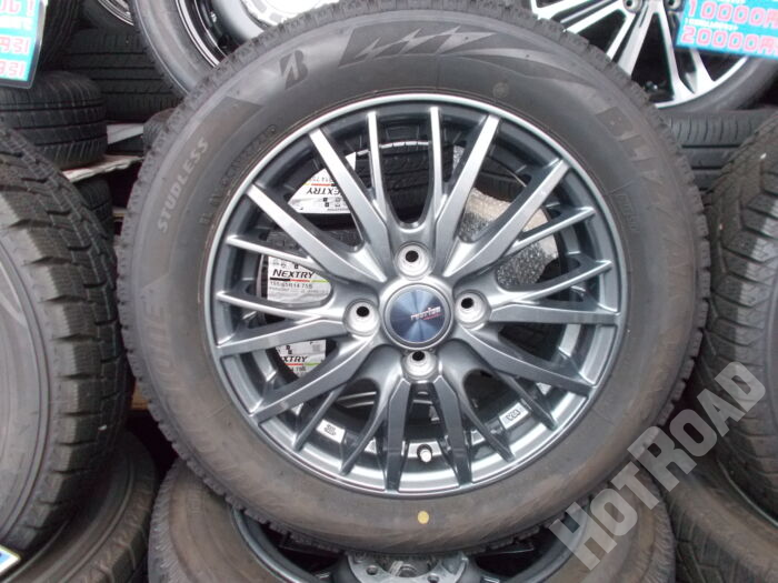 【中古スタッドレスセット】ブリヂストン VRX2　155/65R14　RM-01　14インチ 4H100　アルミセット4本