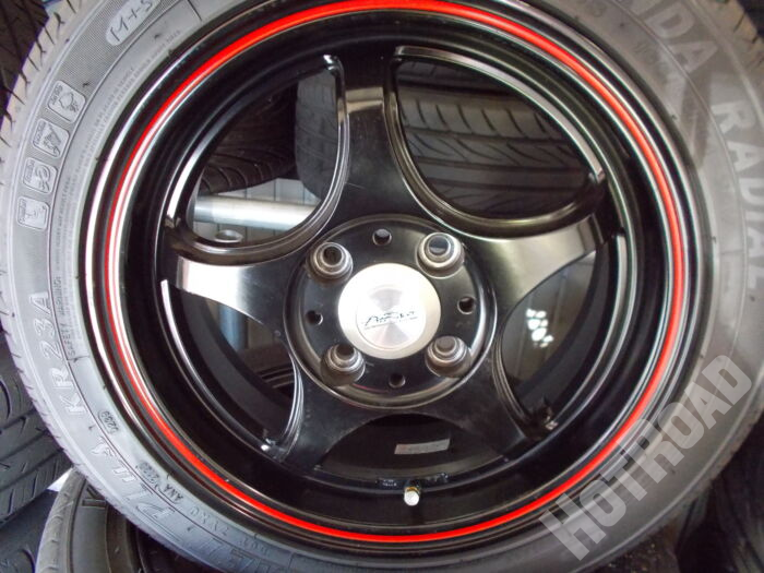 【中古ホイールタイヤセット】KENDA　165/55R14　14インチ 4H100　アルミセット4本