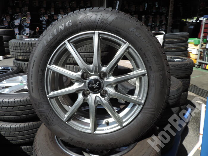 【中古】MID Euro-S stream M14穴 VIKING 15インチ　ダンロップ　175/65R15　タイヤホイールセット