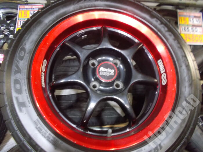 【中古ホイールタイヤセット】トーヨー RIR　195/55R15　15インチ 4H100　アルミセット4本