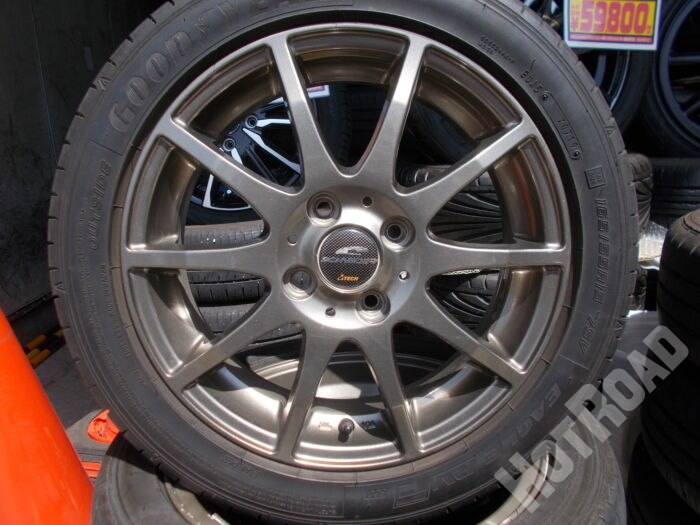 【中古ホイールタイヤセット】Good YEAR　165/55R15　15インチ 4H100　アルミセット4本