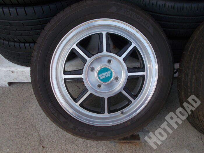 【中古タイヤホイールセット】ハヤシレーシング　14インチ　4H100　ヨコハマ　165/55R14　4本セット