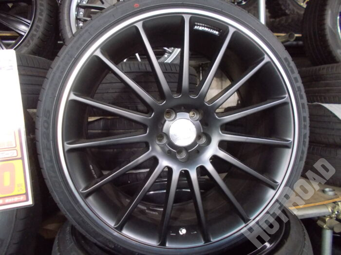 【中古ホイールタイヤセット】MINERVA　225/35R19　19インチ　5H100　アルミセット4本