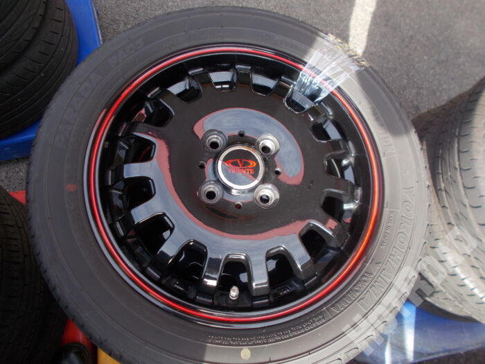 【中古ホイールタイヤセット】VICENTE　14インチ 4H100　ヨコハマ　165/55R14　アルミセット4本