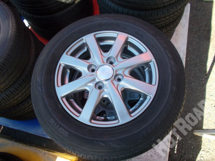 【中古ホイールタイヤセット】DUNLOP　145/80R13　13インチ 4H100　アルミセット4本