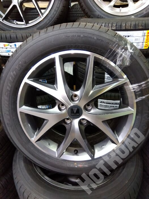 【中古ホイールタイヤセット】モデリスタ ウイングダンサー3 17インチ ヨコハマ ブルーアース E70　5H114.3 アルミセット4本
