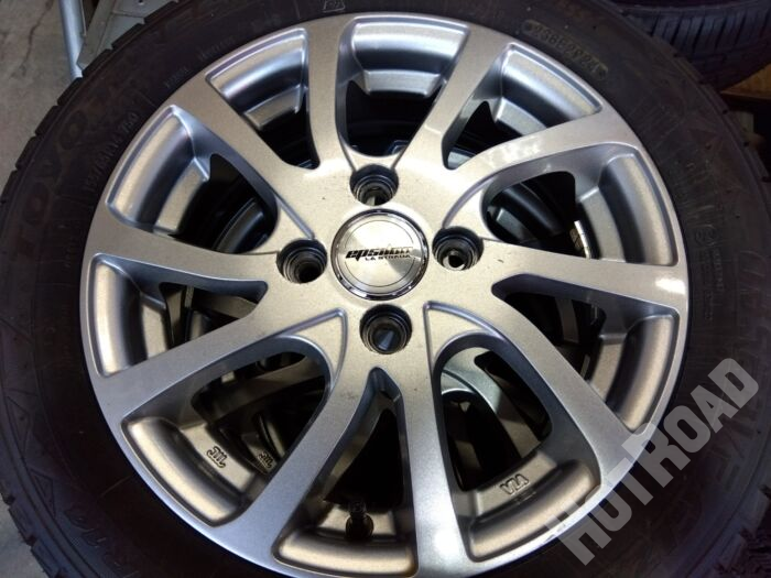 【新品タイヤ中古スタッドレスセット】トーヨー 155/65R14　LA STRADA 14インチ 4H100　アルミセット4本