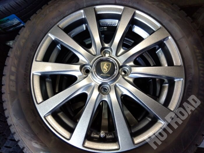 【中古スタッドレスセット】ブリヂストン 155/65R14　MANARAY 14インチ 4H100　アルミセット4本