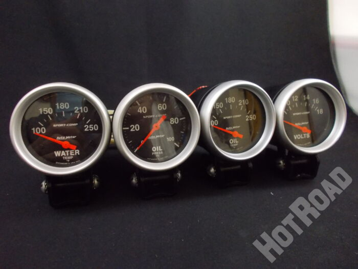 AutoMeter 電圧/水温/油圧/油温　機械式4連メーター 66パイ　センサー付き