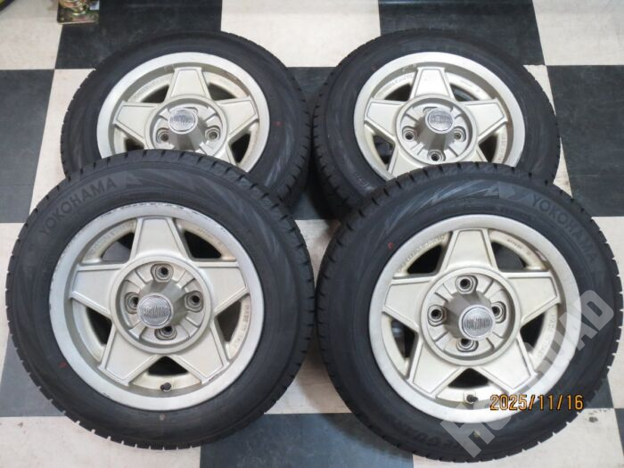 【豊田店】当時物 CROMODORA 14インチ AE86 GX71 コロナ サニー 6J +13 4H114.3 中古 23年製 スタッドレス YOKOHAMA ice GUARD IG70 175/65R14 中古