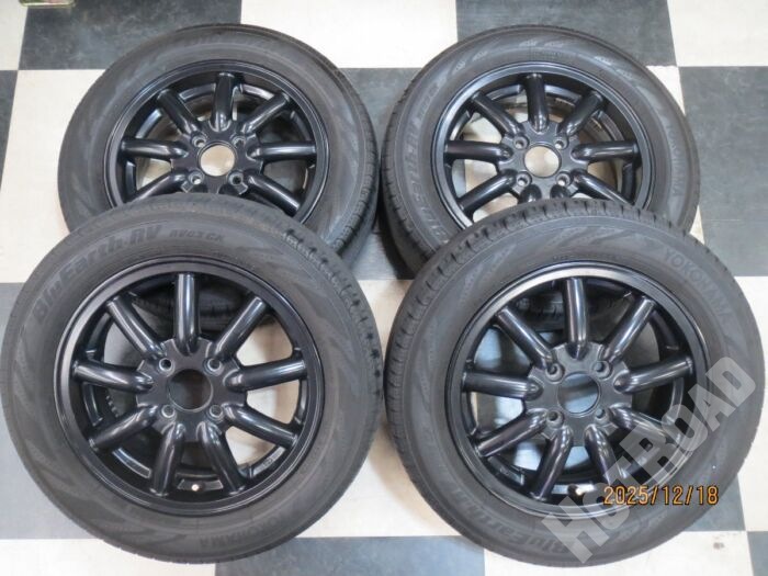 【豊田店】FABULOUS BARONE MC-9 14インチ ハスラー ソリオ 4.5J +42 4H100 中古 23年製 YOKOHAMA BluEarth-RV RV03-CK 165/65R14 中古 ファブレス